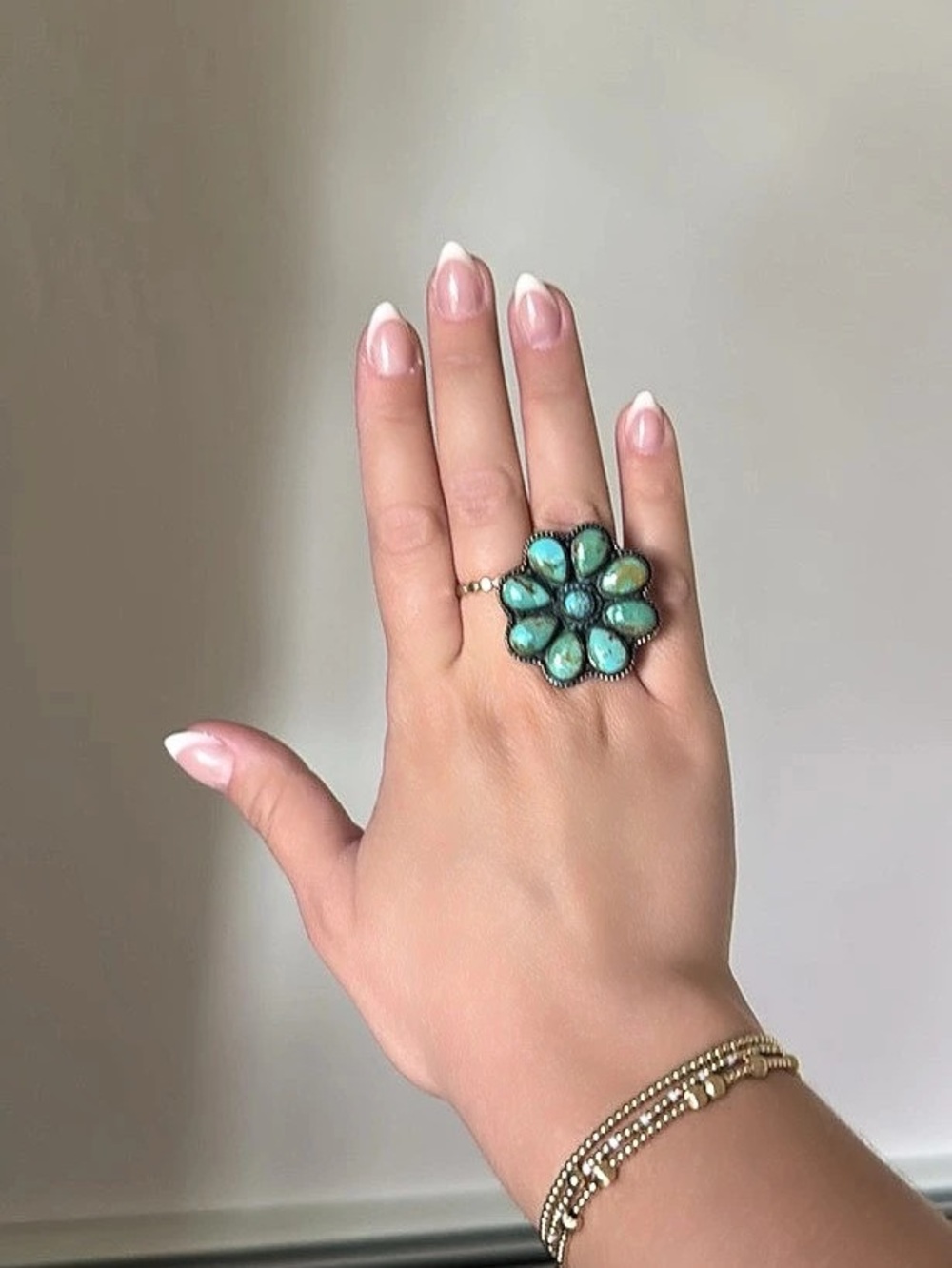 Genuine Turquoise and copper Ring